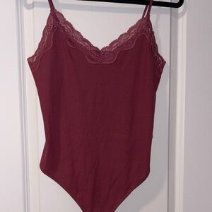 American Eagle Outfitters Burgundy Lace Bodysuit